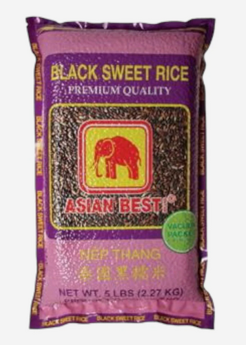 Asian Best - Black Sweet Rice - Sticky Rice (5 lbs) - ข้าวเหนียวดำ