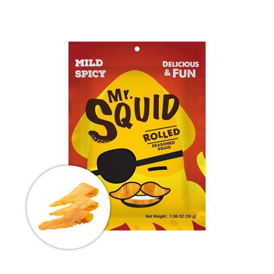 Mr. Squid - Rolled Seasoned Squid - Spicy - มิสเตอร์สควิด เนื้อปลาหมึกบดรสเผ็ด